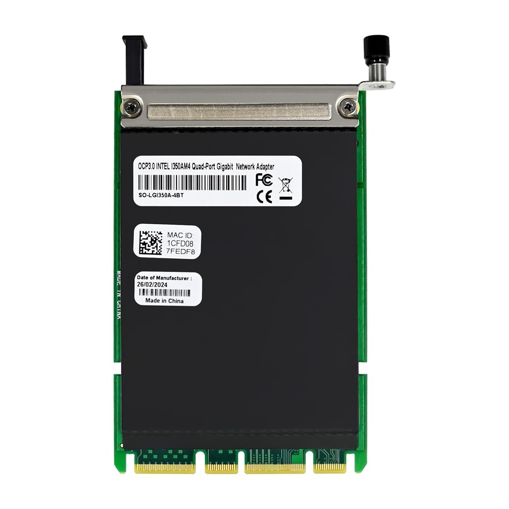 Piuusngy I350-T4 4-Port Gigabit Ethernet PCIe Network Card - OCP3.0 I350AM4 Server Adapter for High-Speed Networking | Ideal for Data Centers, Cloud Computing & Enterprise Servers