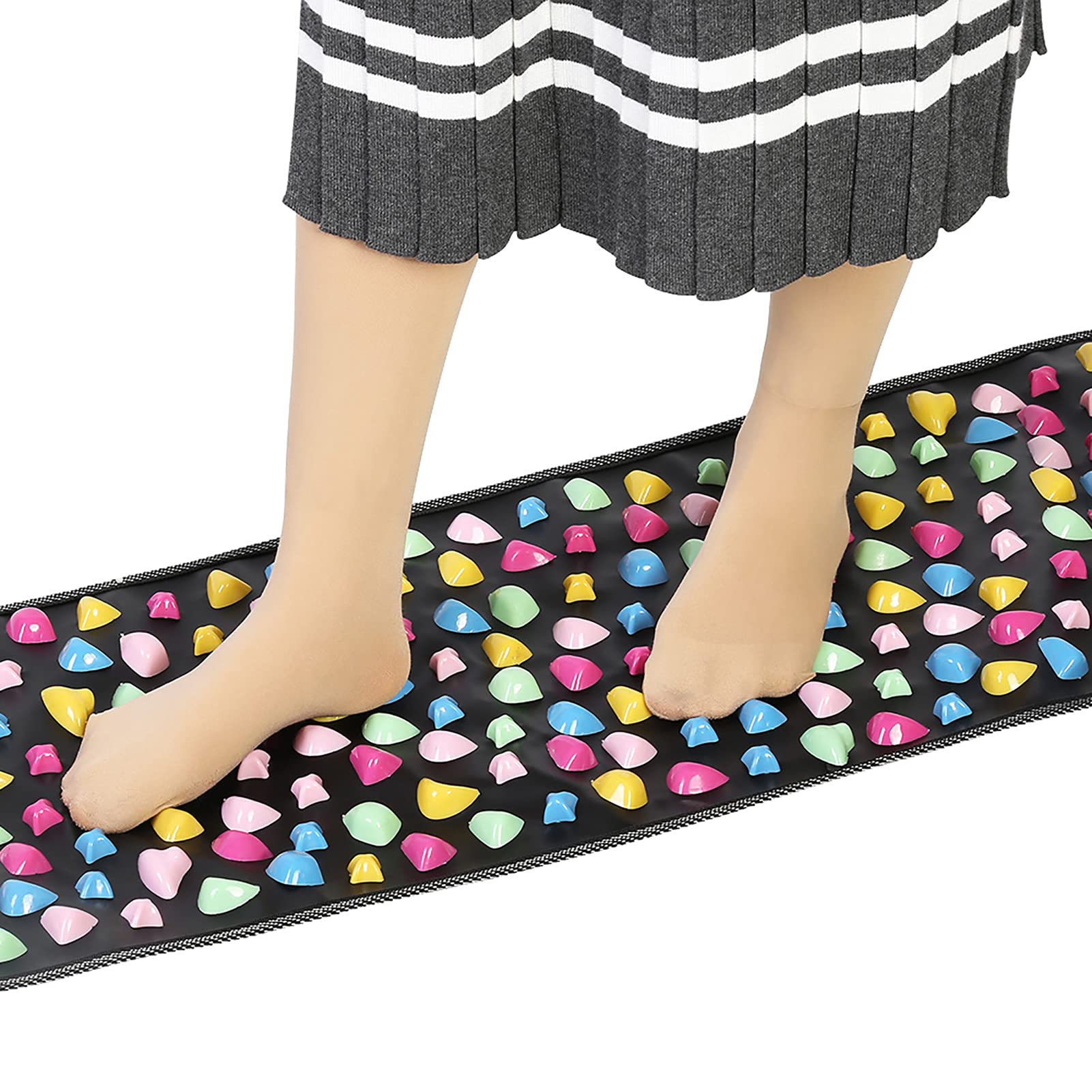 Reflexology Walk Stone Foot Massage Mat - Natural Pebble Acupressure Mat for Pain Relief & Relaxation - Perfect for Home Spa, Yoga, and Stress Relief Therapy