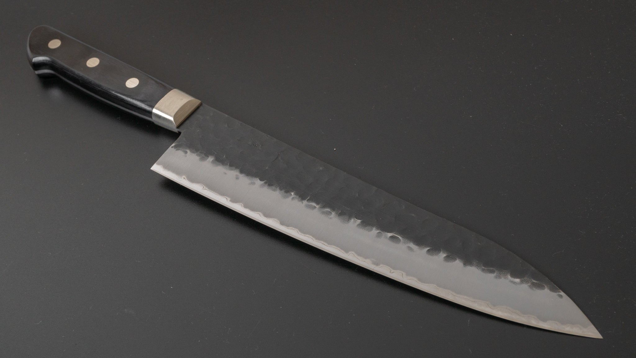 Hitohira Futana SB Kuro Tsuchime Gyuto 210mm Japanese Chef Knife with Pakka Wood Handle - Professional Kitchen Knife for Slicing, Dicing, and Chopping Vegetables, Meat, and Fish