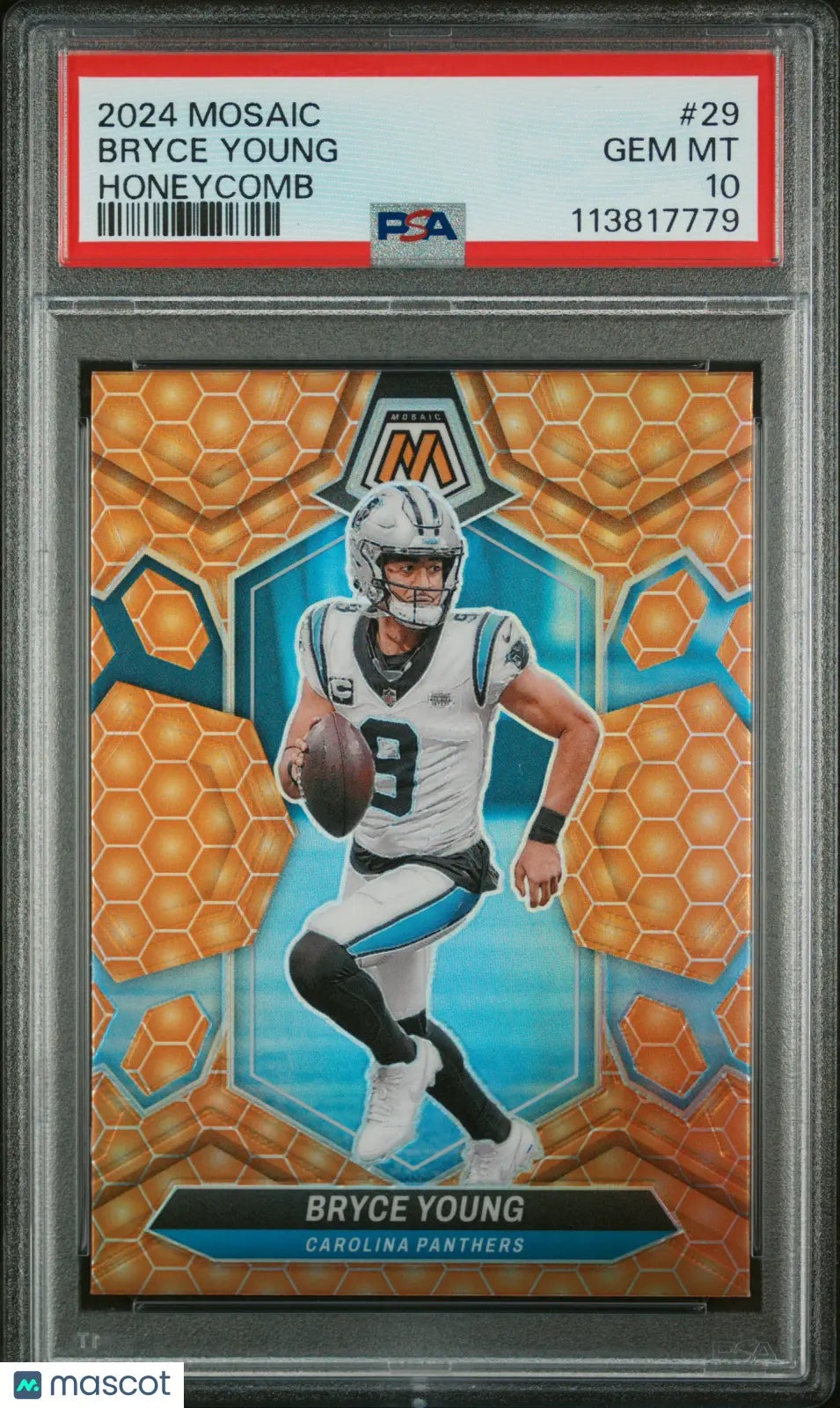 2024 Panini Mosaic Football Bryce Young Honeycomb PSA 10 Rookie Card - Collectible Trading Card for NFL Fans & Sports Memorabilia Enthusiasts - Perfect for Display, Investment, and Gifting