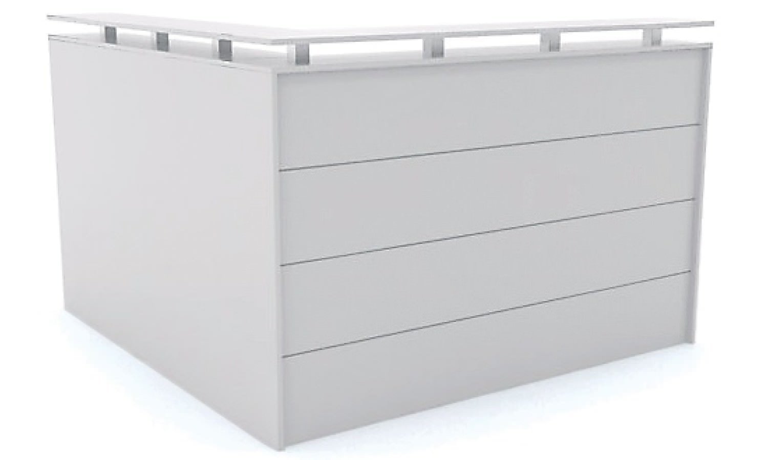 Budgee L-Shaped Reception Counter Unit with Pop Top - White Laminate Finish for Office, Hotel, and Clinic Front Desks