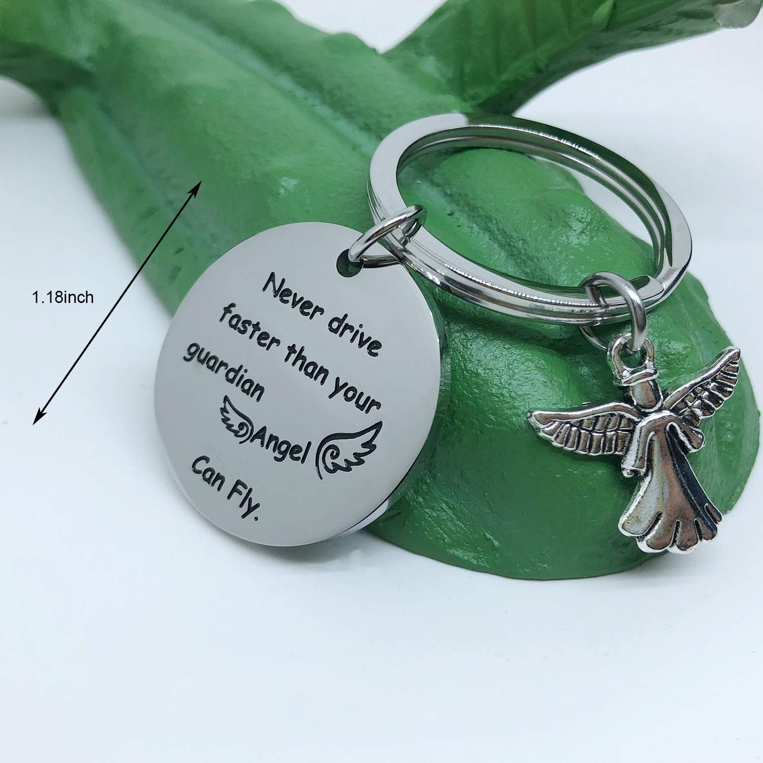 Unique Driver Keychain Gift - Never Drive Faster Than Your Guardian Angel Can Fly - Perfect New Car Gift for Men & Women - Great for Graduation, Birthday & Christmas Presents
