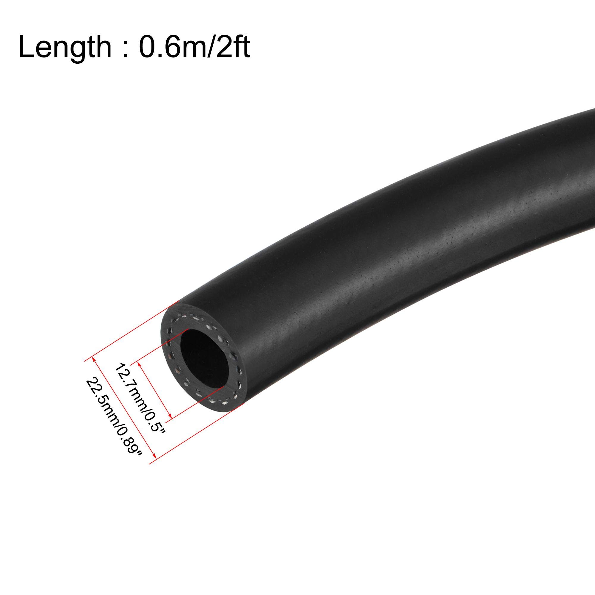 uxcell 1/2 inch ID 7/8 inch OD Black Fuel Line Hose - 2ft Oil Resistant Hose for Small Engines, Lawn Mowers, Generators & Power Tools