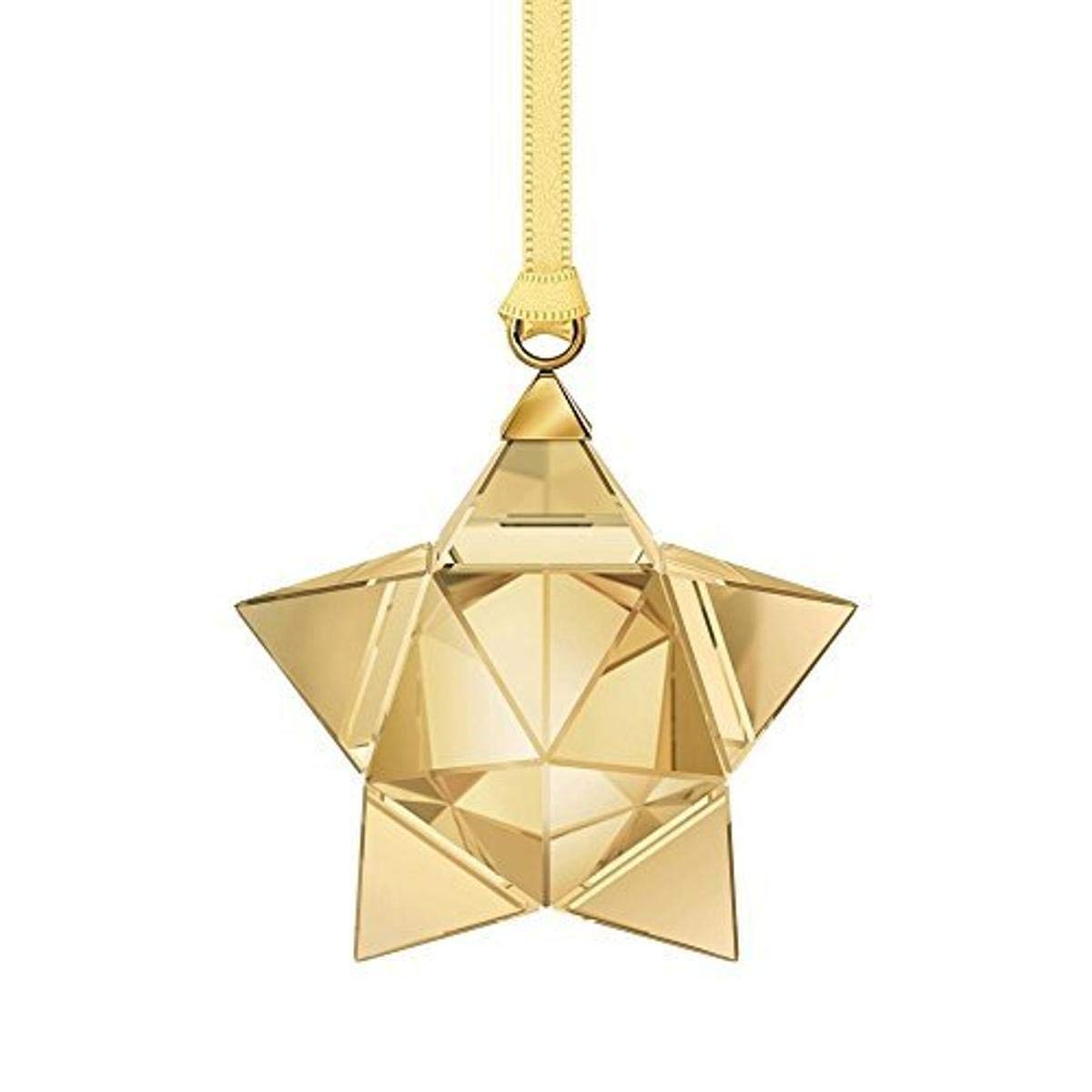 Swarovski Small Gold Tone Star Ornament - Elegant Christmas Tree Decoration, Holiday Party Decor, Gift for Her