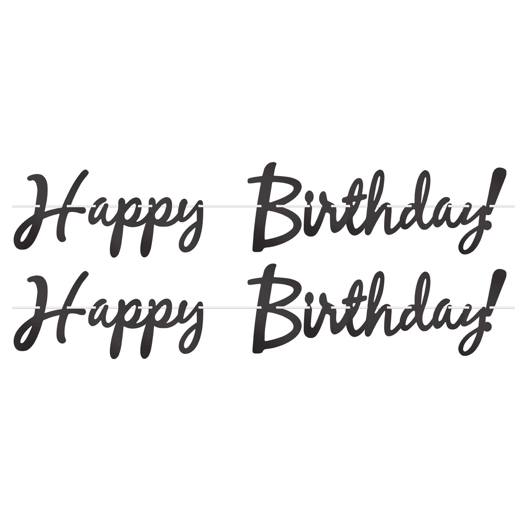 12 Pack Black Foil Happy Birthday Party Streamers - Decorate for Birthday Parties, Baby Showers & Celebrations