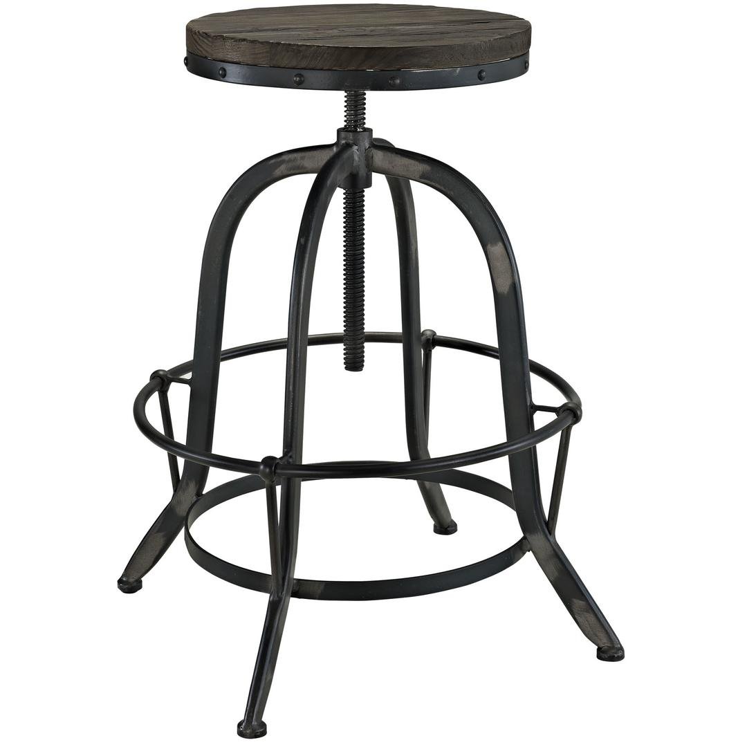 Modway Collect Rustic Farmhouse Bar Stools - Set of 2 Black Pine Wood & Cast Iron Backless Counter Stools for Kitchen Island, Breakfast Nook & Home Decor