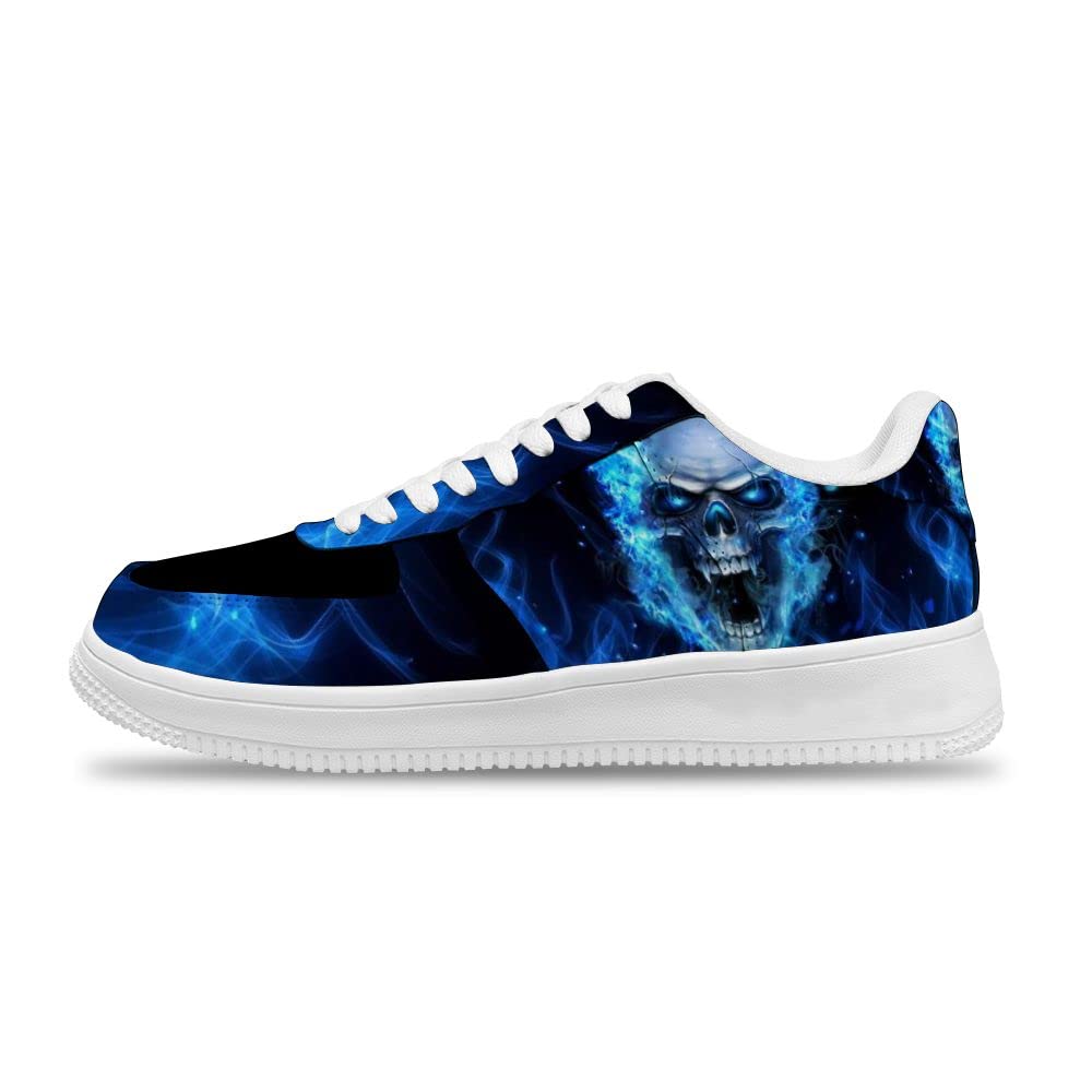 Custom Evil Blue Fire Skull Air Force Sneakers - Men's & Women's Fashion Sports Shoes | Cool Anime-Inspired Design for Streetwear & Cosplay