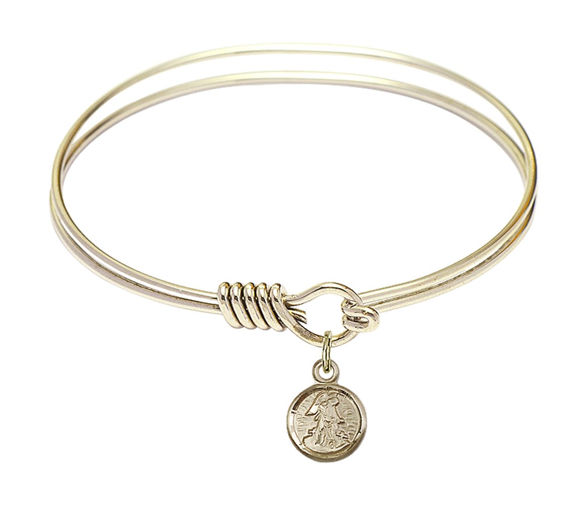 F A Dumont 6.25 Inch Round Eye Hook Bangle Bracelet with Guardian Angel Charm - Elegant Jewelry for Women, Gift for Birthday, Anniversary & Special Occasions