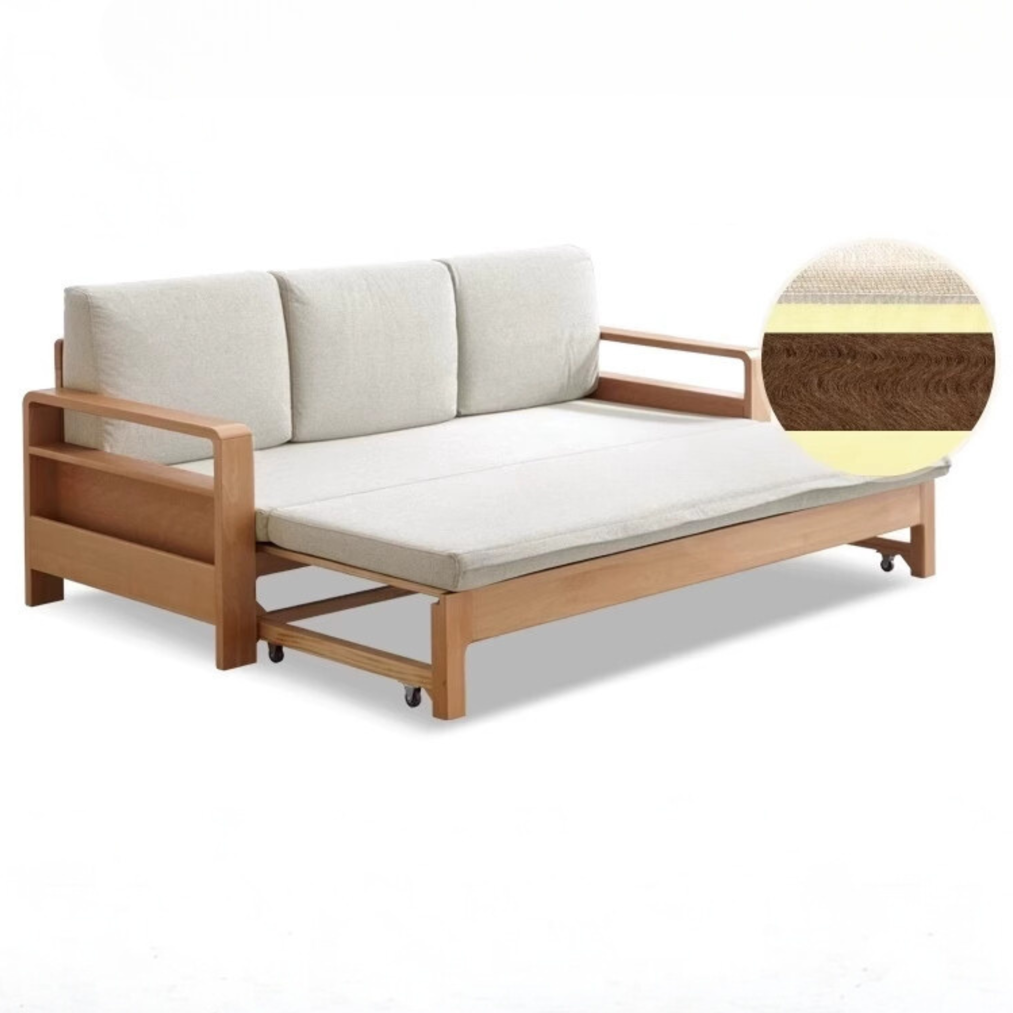 83.5x31.1-55.7x26.8 inch / 212x79-141.5x68сm / Oak Natural wood - off-white/coconut palm mat