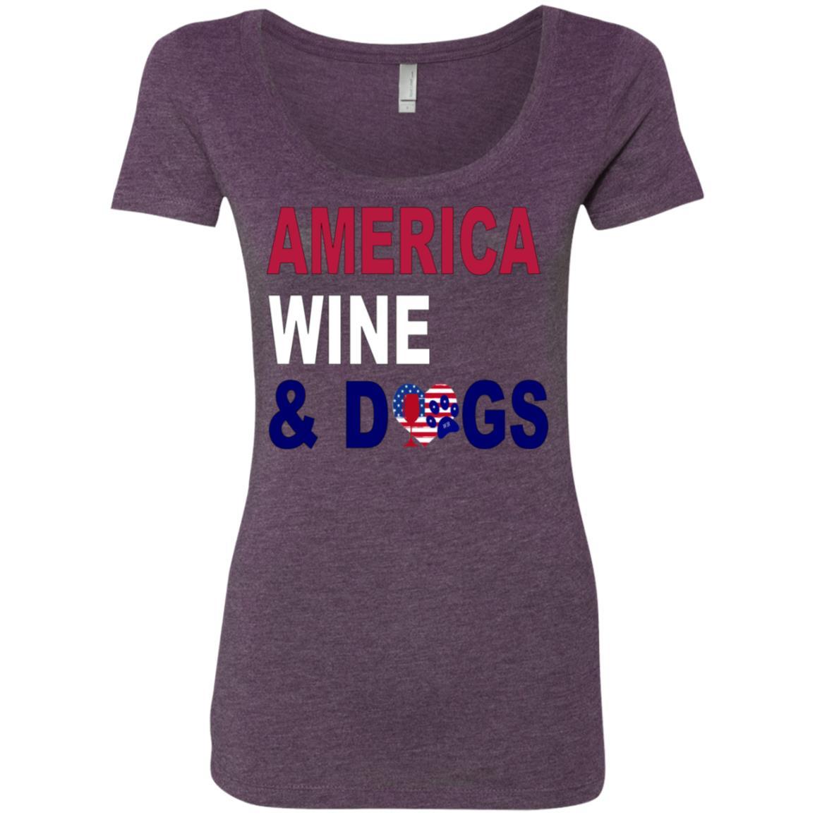 WineyBitches.Co America Funny Wine and Dog Lovers T-Shirt - Soft Tri-Blend Scoop Neck Tee for Women | Perfect for Wine Tasting, Dog Parks & Girls Night Out
