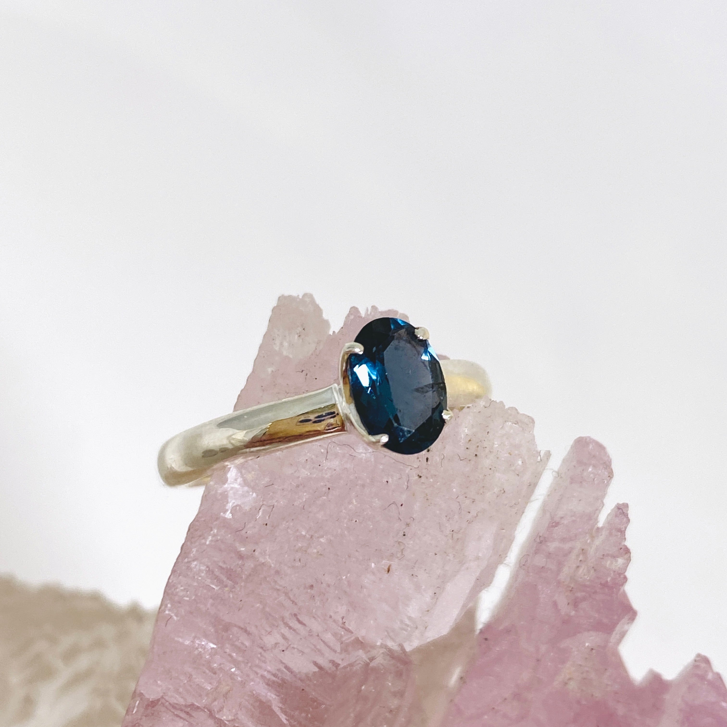 London Blue Topaz Oval Faceted Ring - Size 6 Sterling Silver Women's Jewelry - Perfect for Engagement, Anniversary & Special Occasion Gifts