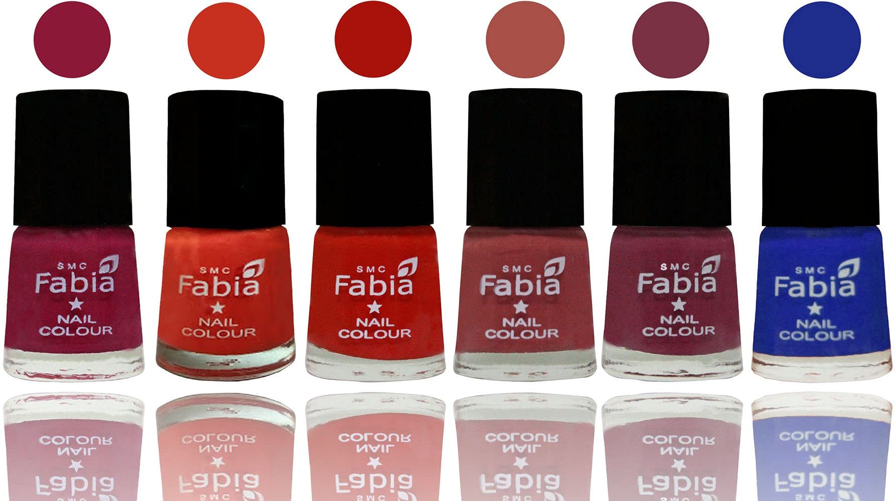 SMC Fabia Shine Bright Glossy Nail Polish Set - 6 Vibrant Colors Long Lasting Nail Lacquer Kit | Perfect for Manicure, Pedicure, Nail Art & Gift Giving