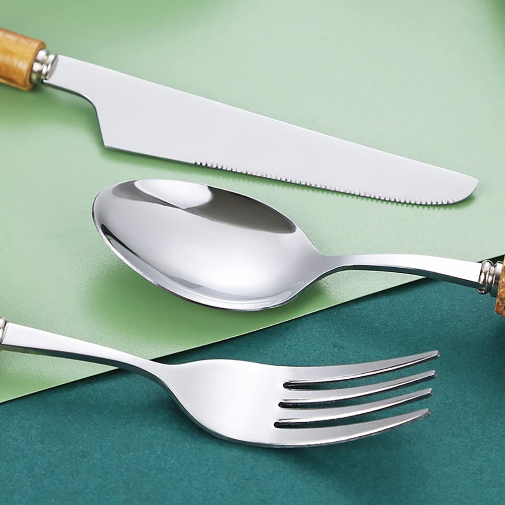 **Eco-Friendly 60-Piece Bamboo Flatware Set for 12 - Natural Bamboo Handle Cutlery, Dishwasher Safe & Handcrafted - Perfect for Dinner Parties, Picnics, and Sustainable Kitchen Use**