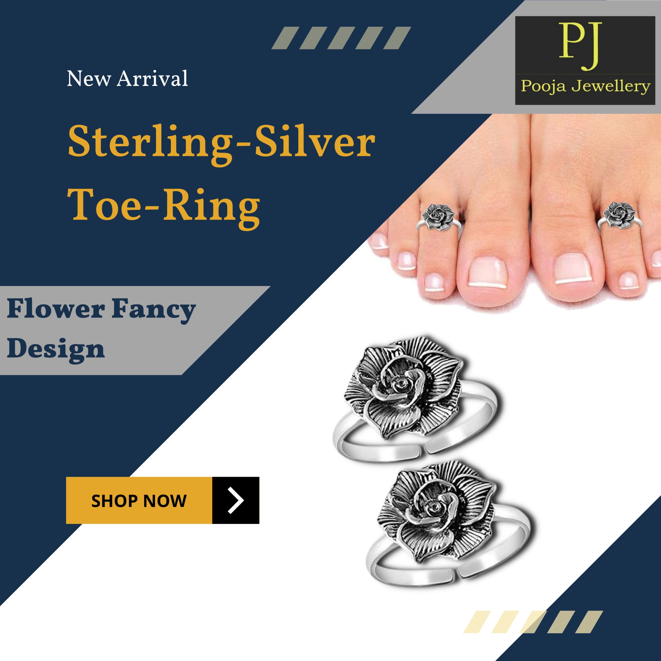 925 Sterling Silver Flower Toe Ring for Women - Elegant & Stylish Foot Jewelry - Perfect for Beach, Parties & Summer Outfits