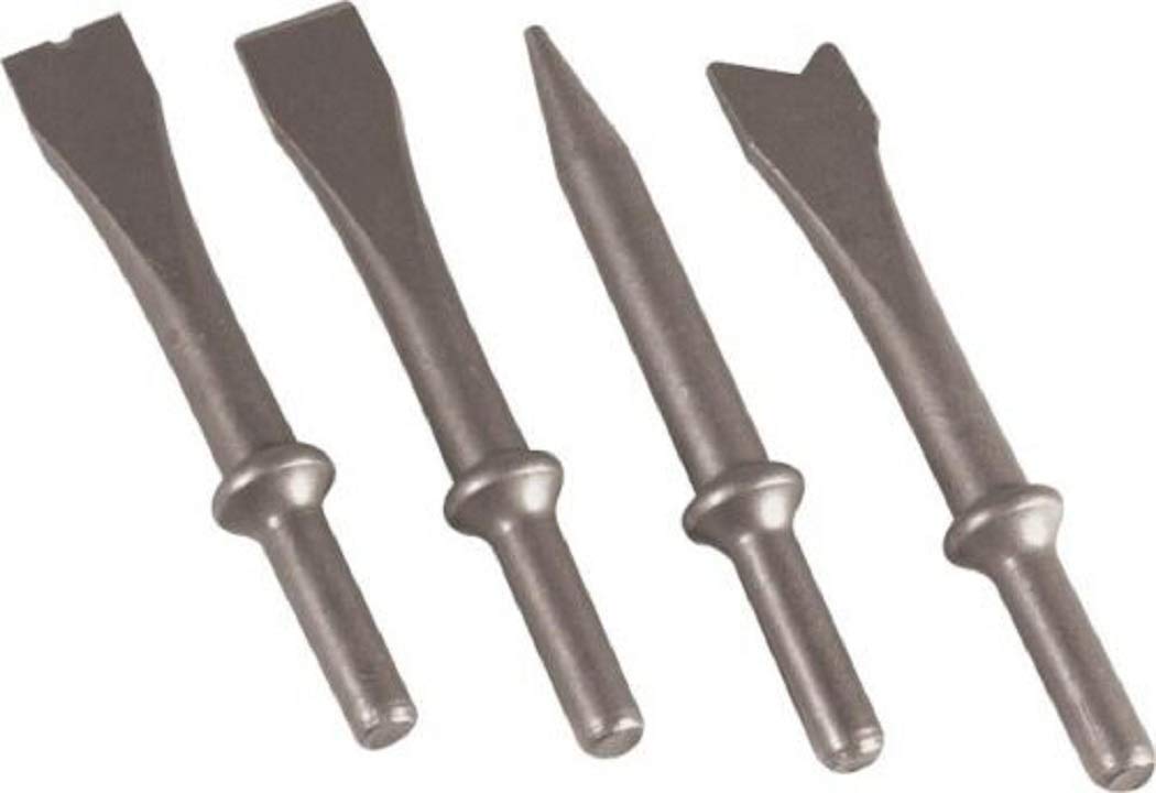4-Piece Air Chisel Set with Precision Ground Shank - Heavy Duty Air Hammer Kit with Tapered Punch & Ripping Tools for Metalworking, Auto Repair & Demolition - Jikkolumlukka Brand