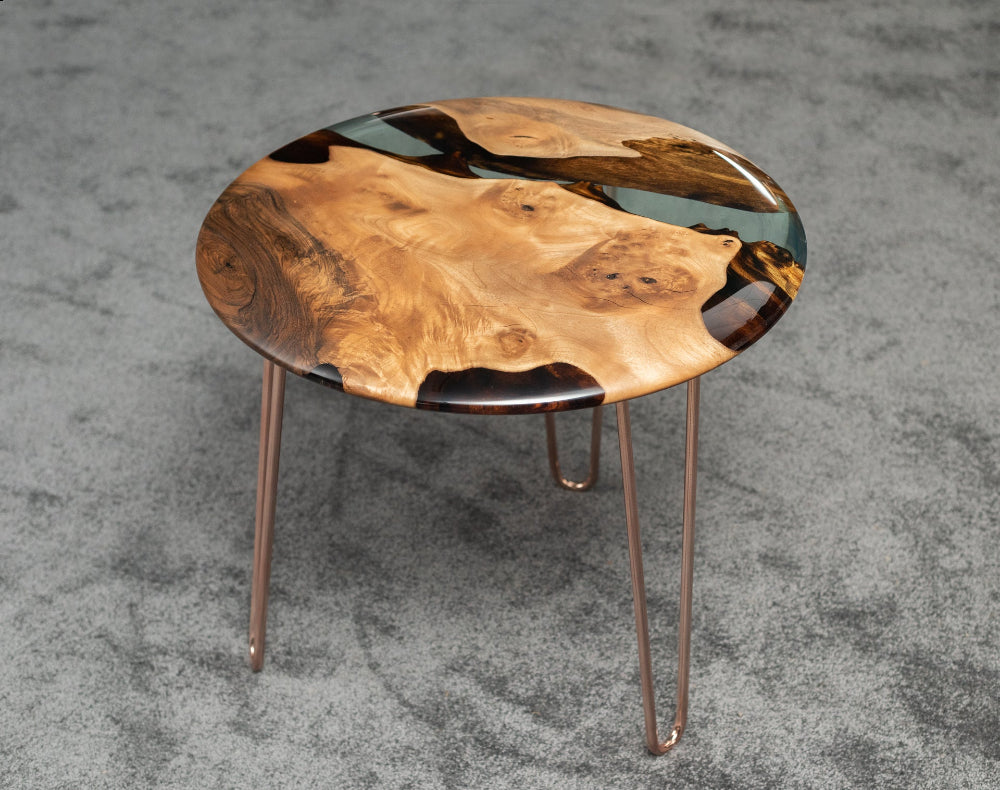 Round Side End Accent Table with Rounded Edge - Osso Collection | Modern Living Room & Bedroom Decor | Small Space Furniture for Apartments & Dorms