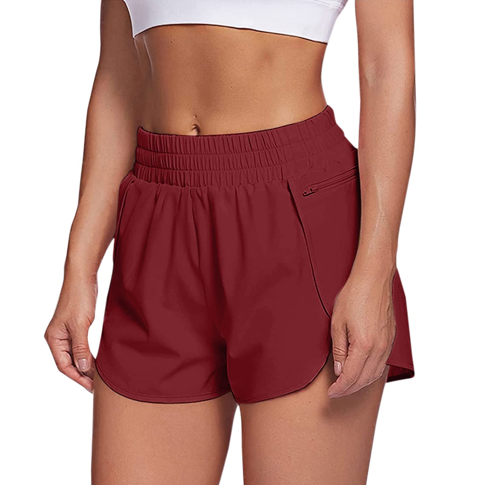 FENGQI Women's High Waist Running Shorts with Pockets - Elastic Workout Athletic Shorts for Women, Loose Fit Summer Yoga Shorts - Perfect for Gym, Jogging, and Outdoor Activities