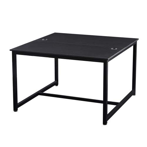 Premium 47 x 47 Inch Extra Large Gaming & Office Desk - Dual Workstation Computer Desk for 2 People, Heavy Duty Writing Table for Home Office (Black) | Perfect for Multiplayer Gaming, Remote Work & Shared Workspaces