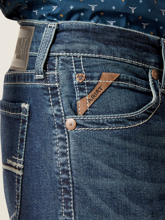 Ariat Men's Modern TekStretch Easton Slim Fit Jean - Galaxy Blue - Comfortable Stretch Denim for Work & Casual Wear | Perfect for Cowboy Boots & Outdoor Activities