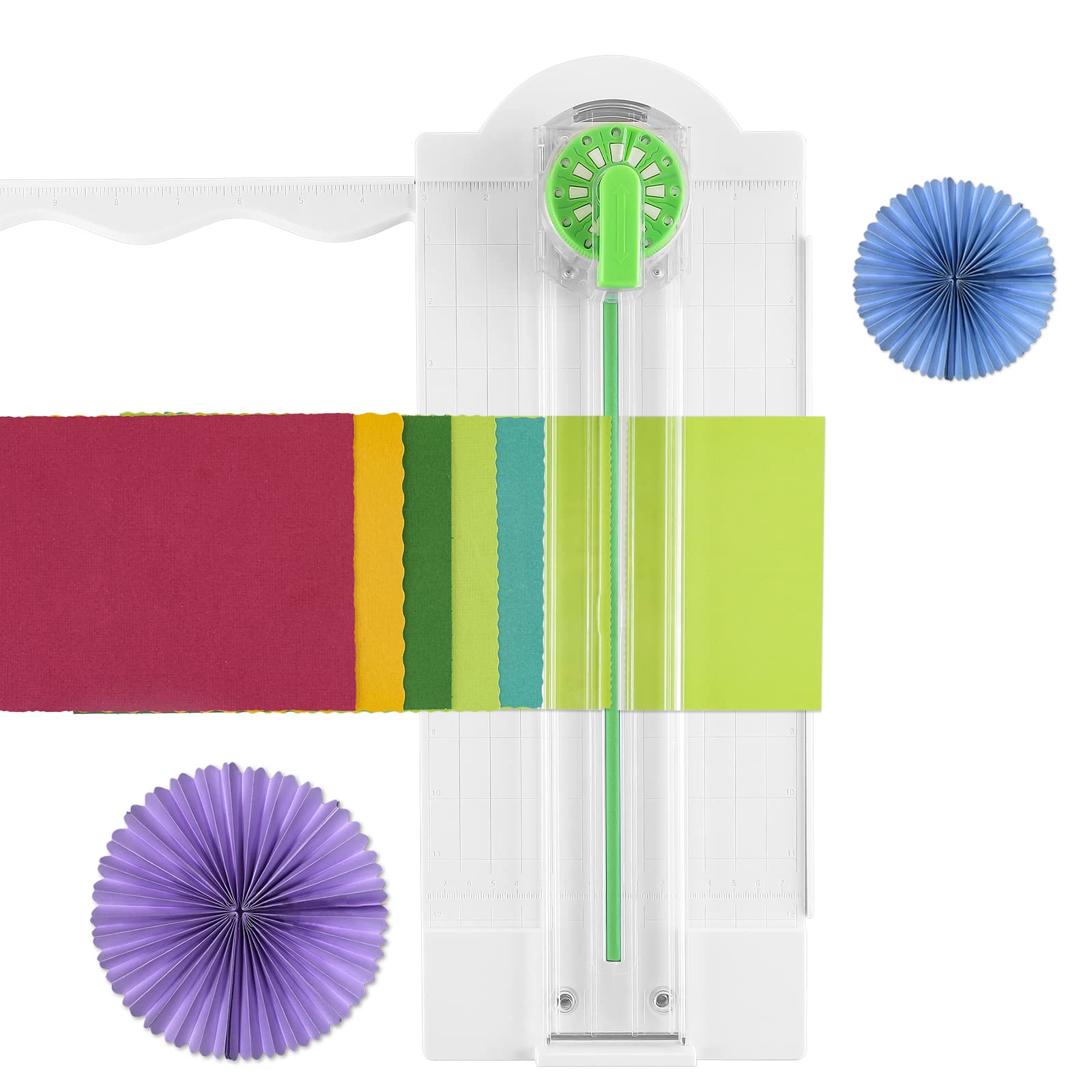 12-in-1 Mini Paper Cutter - Cardstock Paper Trimmer with Decorative Blades for Scrapbooking, Crafting, Postcards & DIY Projects | Perfect for Creating Decorative Edges on Invitations, Journals & Photo Albums