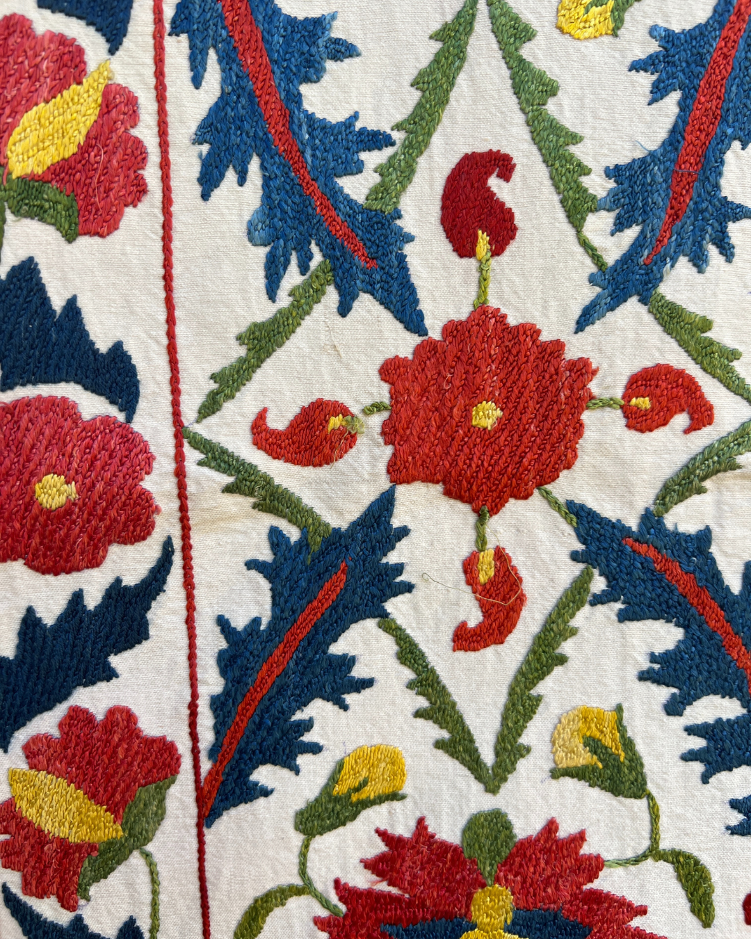Medium Suzani 060 - Premium Handmade Cotton Suzani Pillow Cover - Boho Home Decor for Living Room, Bedroom & Sofa