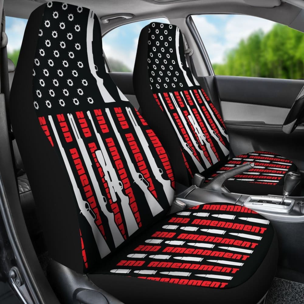 2nd Amendment Guns & Bullets Car Seat Covers - Patriotic Truck & SUV Accessories for Hunting, Range Days & Outdoor Adventures