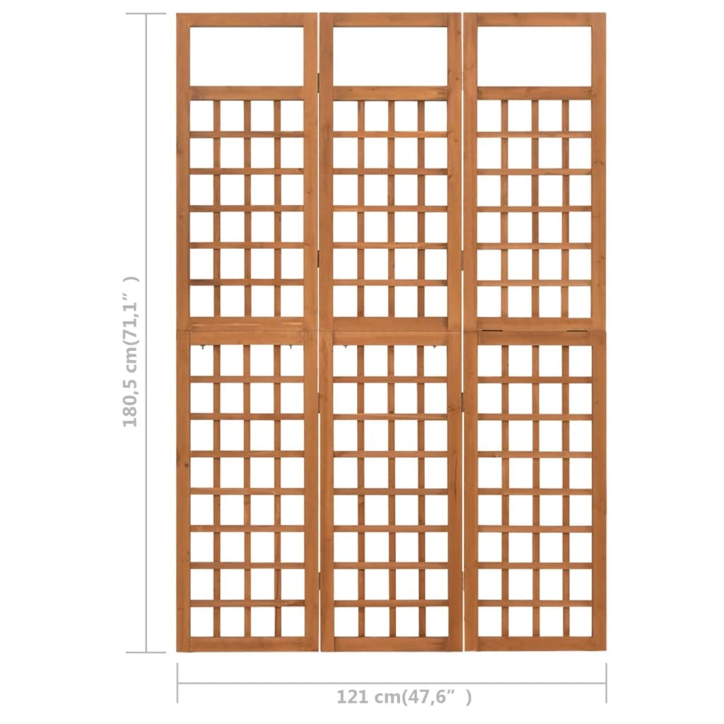 3-Panel Folding Room Divider - Solid Fir Wood Privacy Screen for Indoor & Outdoor Use (47.6