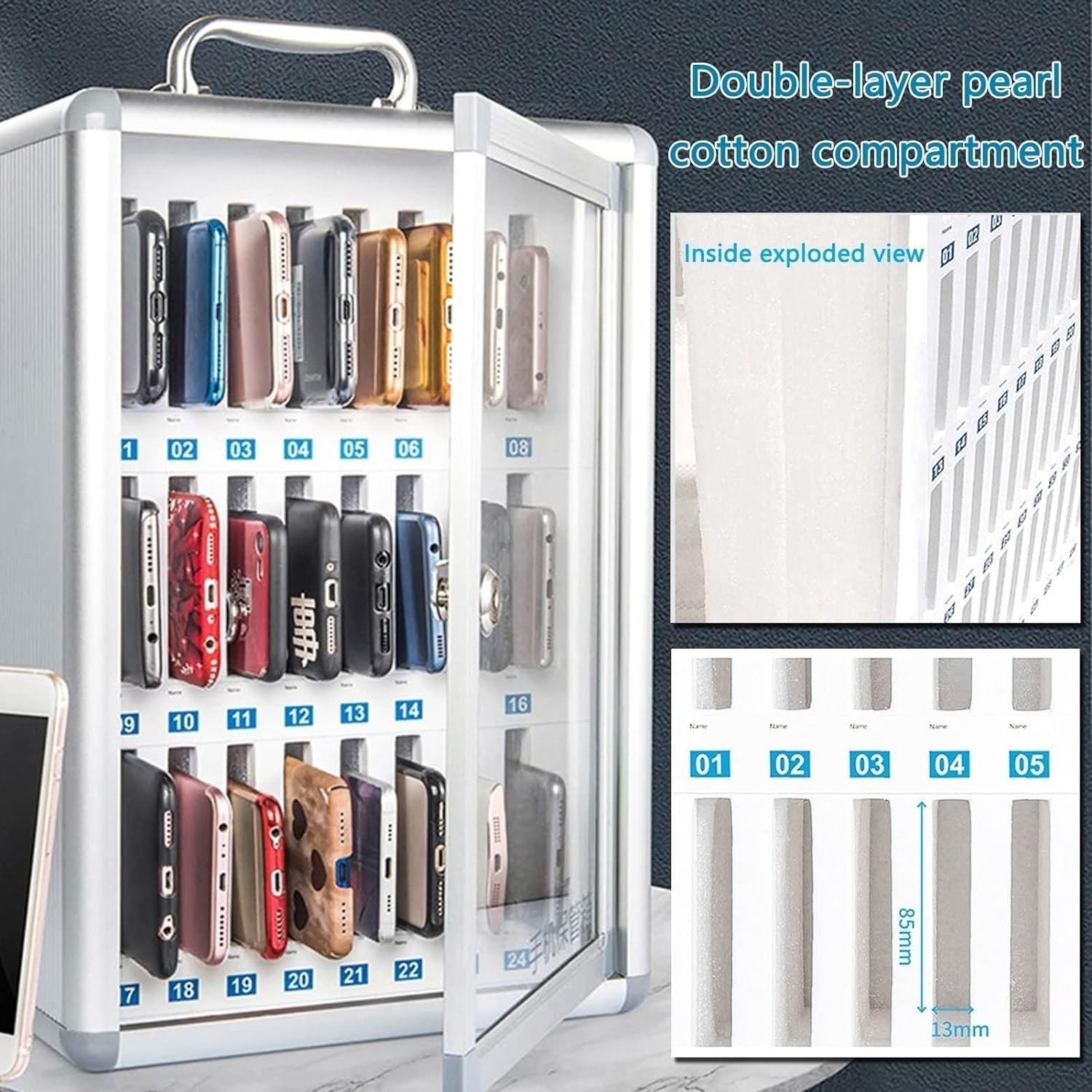 Secure Wall-Mounted Cell Phone Locker with Lock & Handle - 12-Slot Mobile Device Storage Cabinet for Schools & Offices - Perfect for Classrooms, Meetings & Workplaces