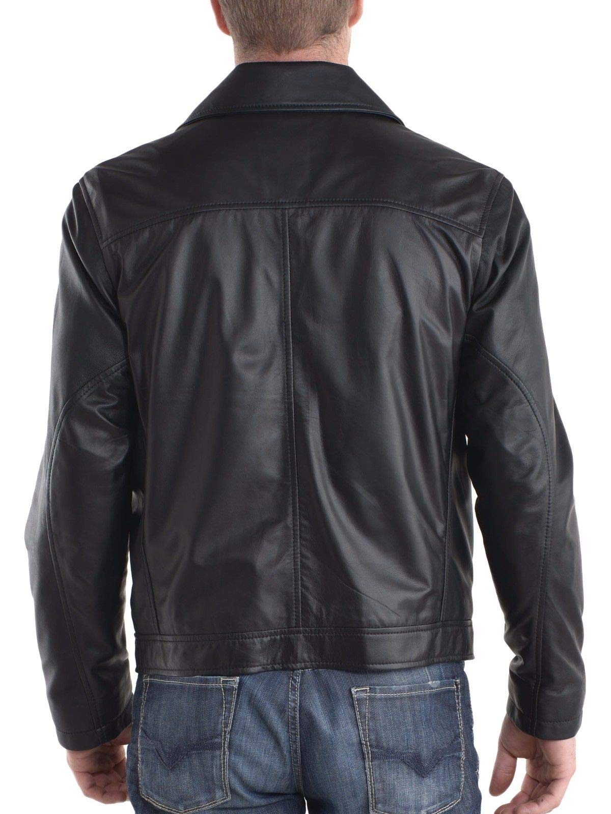 Men's Distressed Leather Jacket - Motorcycle Biker Bomber Jacket with Stylish Zipper Design - Black Outerwear for Riding, Casual Wear & Street Fashion