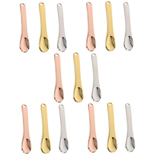 Lurrose 15 Pcs Aluminum Alloy Eye Cream Spoon & Facial Spatula Set - Mini Cosmetic Makeup Tool for Skin Care, Perfect for Applying Serums, Creams & Masks