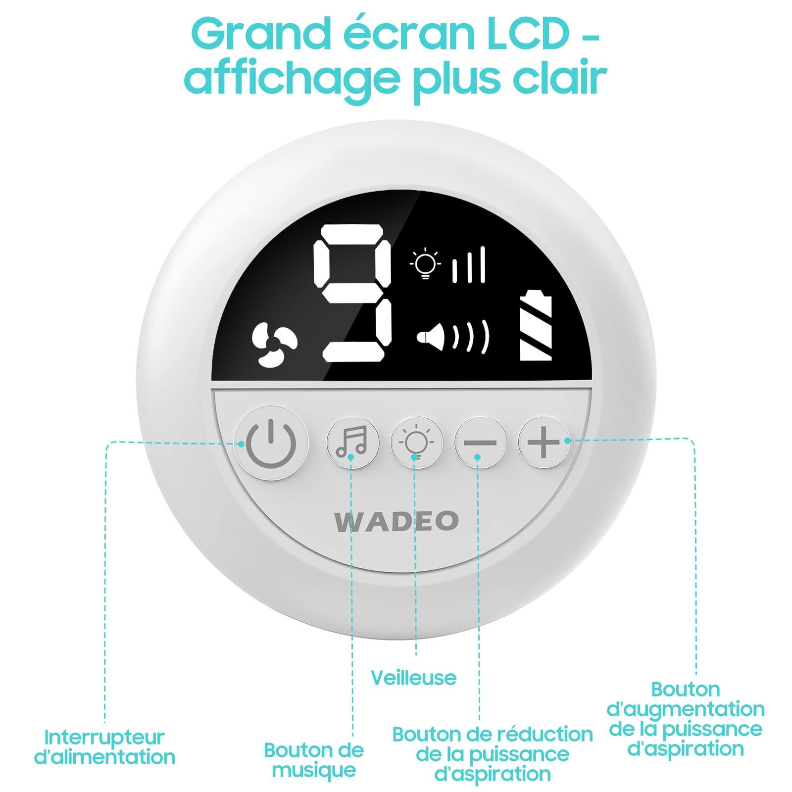 WADEO Electric Baby Nasal Aspirator - Rechargeable Nose Suction for Infants with 9 Adjustable Levels, Night Light & Soothing Rhymes | Safe Newborn Nasal Care for Congestion Relief & Better Sleep