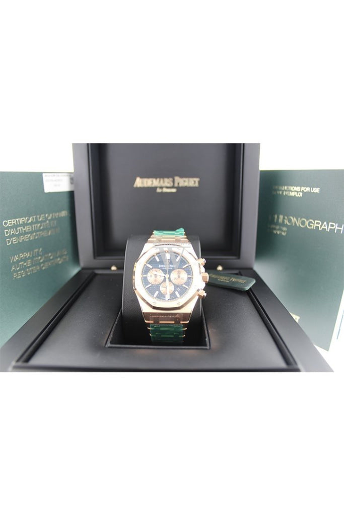 Pre-Owned Audemars Piguet Royal Oak 41mm Men's Watch - 18K Rose Gold, Blue Grande Tapisserie Dial (Ref.26331OR.OO.1220OR.01) | Luxury Timepiece for Business, Gala & Special Occasions