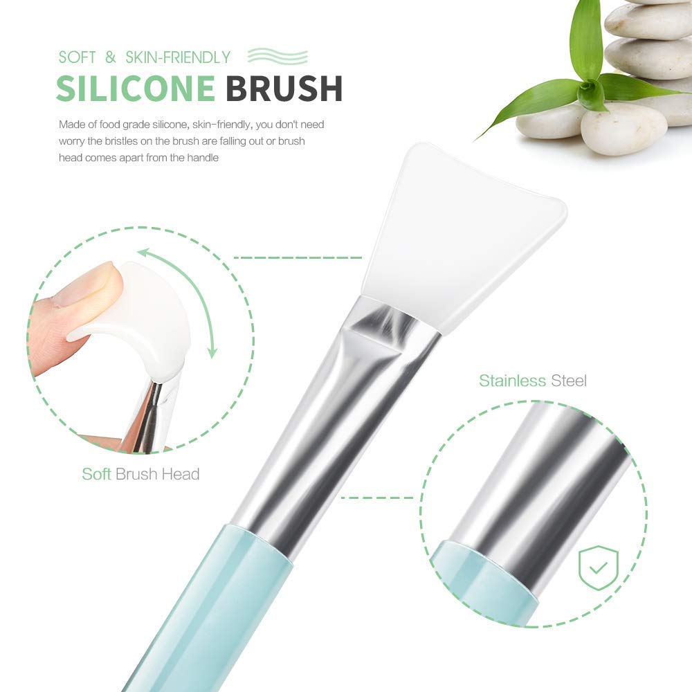 Teenitor DIY Face Mask Mixing Bowl Set - Silicone Mask Brush, Spatula, Measuring Cup & Puff (8-Piece Green Kit) for At-Home Spa & Skincare Routine