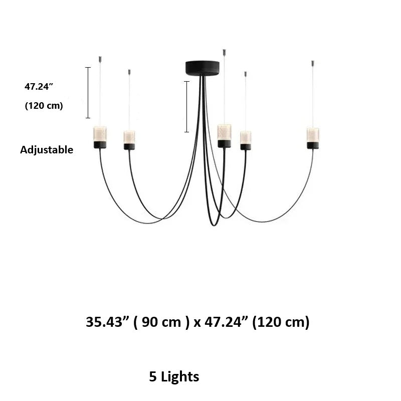 Suri Black Modern Chandelier - Elegant Crystal Ceiling Light Fixture for Dining Room, Living Room & Bedroom Lighting Decor