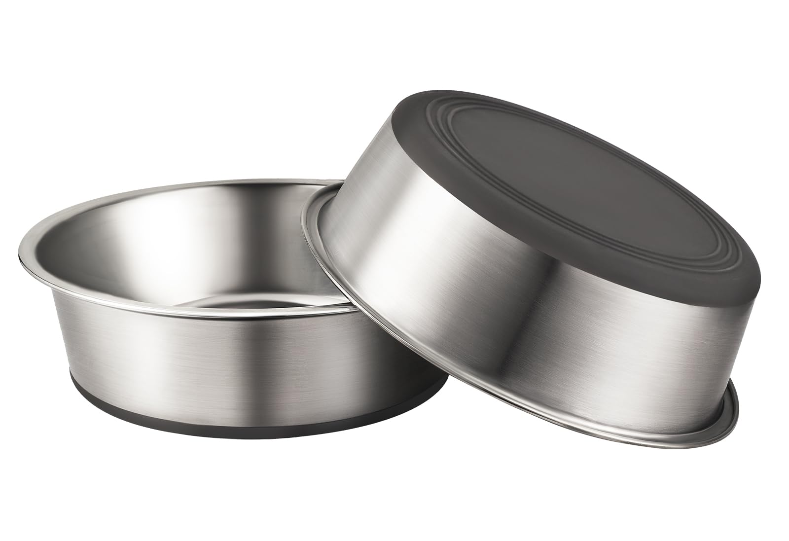 Premium Stainless Steel Cat Bowls 2-Pack - Non-Slip Rubber Base, Dishwasher Safe, Easy Clean 2-Cup Pet Food & Water Dishes - Perfect for Kittens & Adult Cats at Home or Travel