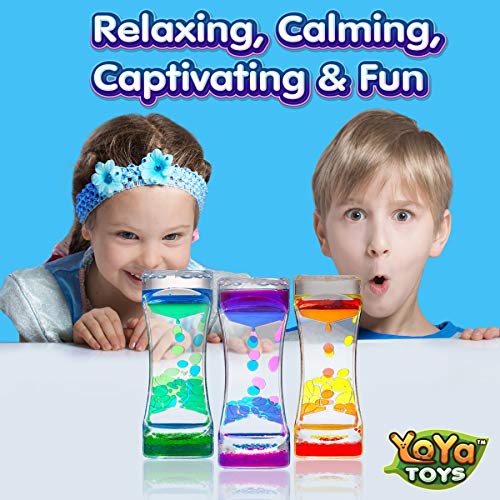 YoYa Toys Liquimo - 3 Pack Calming Liquid Motion Bubbler for Kids & Adults - Sensory Hourglass Timer Toy - Stress Relief & Autism Therapy Tool - Perfect for Classroom, Office, and Home Relaxation