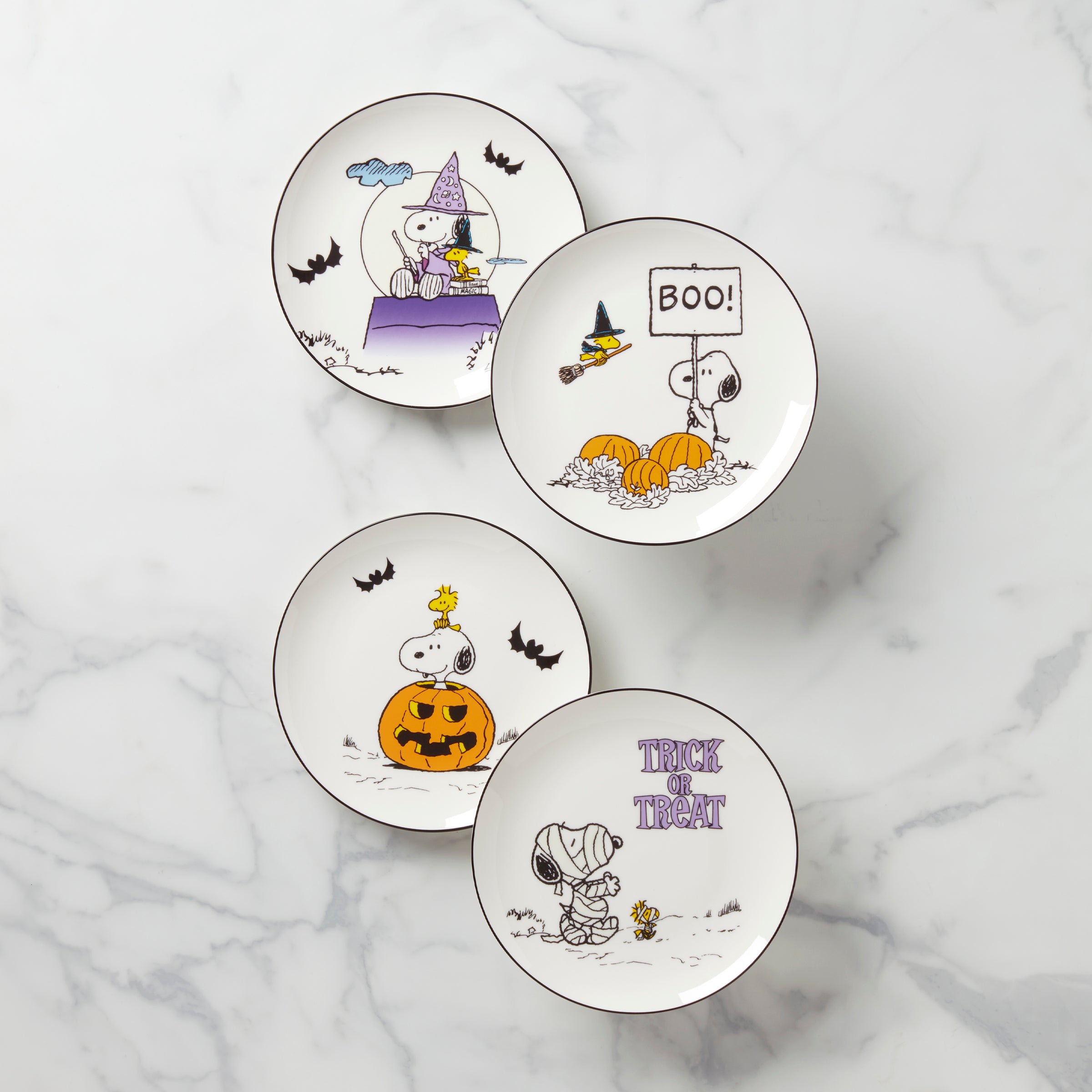 Halloween Pumpkin Accent Plates Set of 4 - Fall Dinnerware for Thanksgiving, Autumn Decor & Seasonal Table Setting
