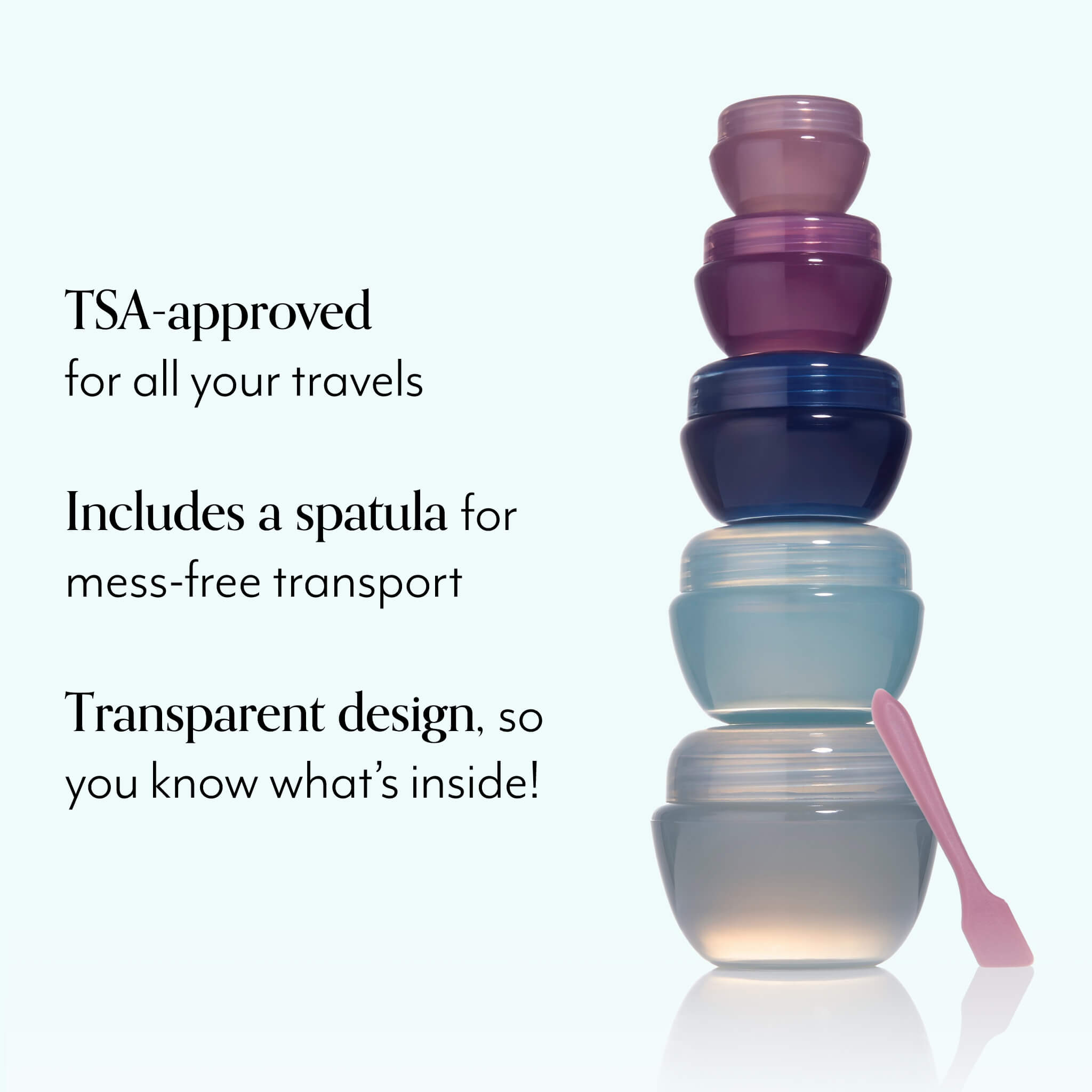 Portable Spa To Go Reusable Travel Jar with Spatula Set - Perfect for On-the-Go Skincare & Travel Essentials