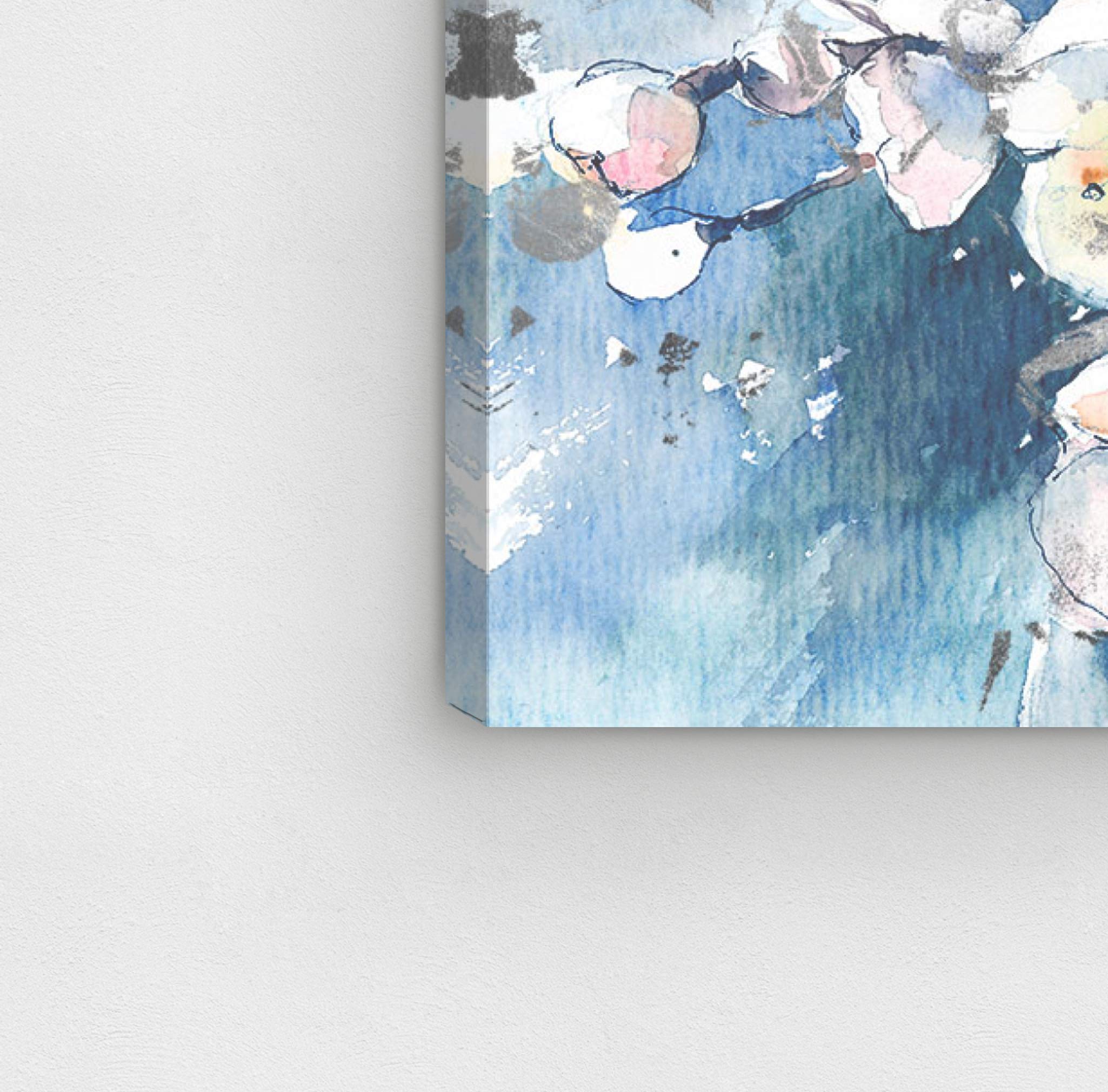 Oliver Gal Floral Wall Art Canvas Print 'Spring Blossom in Blue' - 15x10 Inch White Modern Home Decor - Perfect for Living Room, Bedroom & Office Wall Decoration