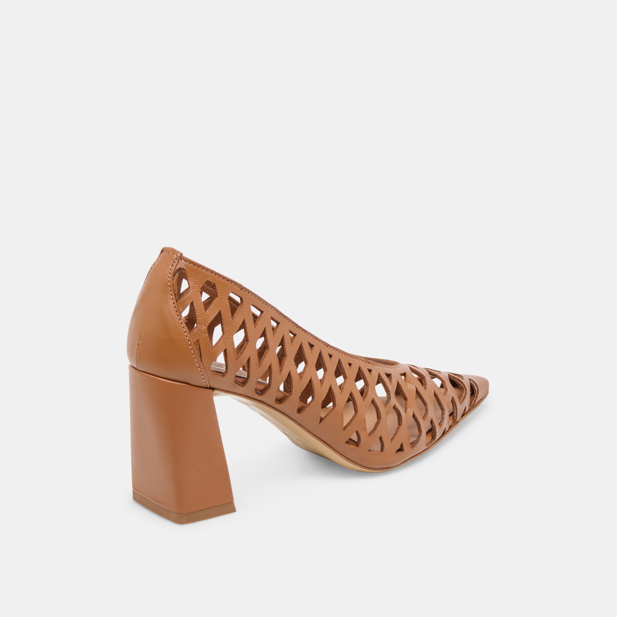 TANYA Women's Cognac Woven Leather High Heels - Stylish Dress Shoes for Work, Party & Special Occasions