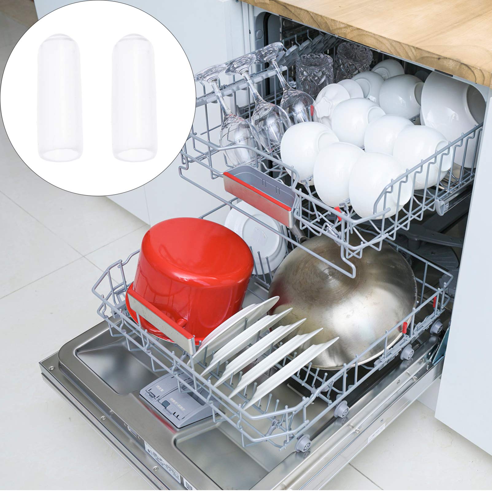 SOLUSTRE 200-Pack Universal Dishwasher Rack Cap Covers - Clear Plastic Dishwasher Wire Thread Protectors, Tine Tips & Sink Cup Washers - Perfect for Kitchen, RV & Commercial Dishwasher Rack Maintenance