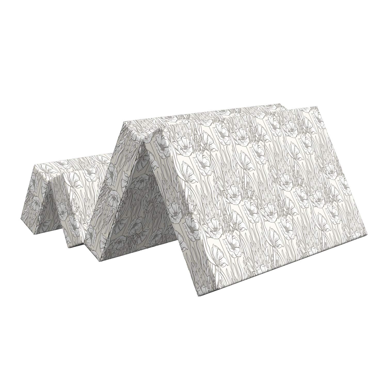 Ambesonne Foldable Gardening Mattress - Soft Shabby Poppy Blooms Design, 74.8