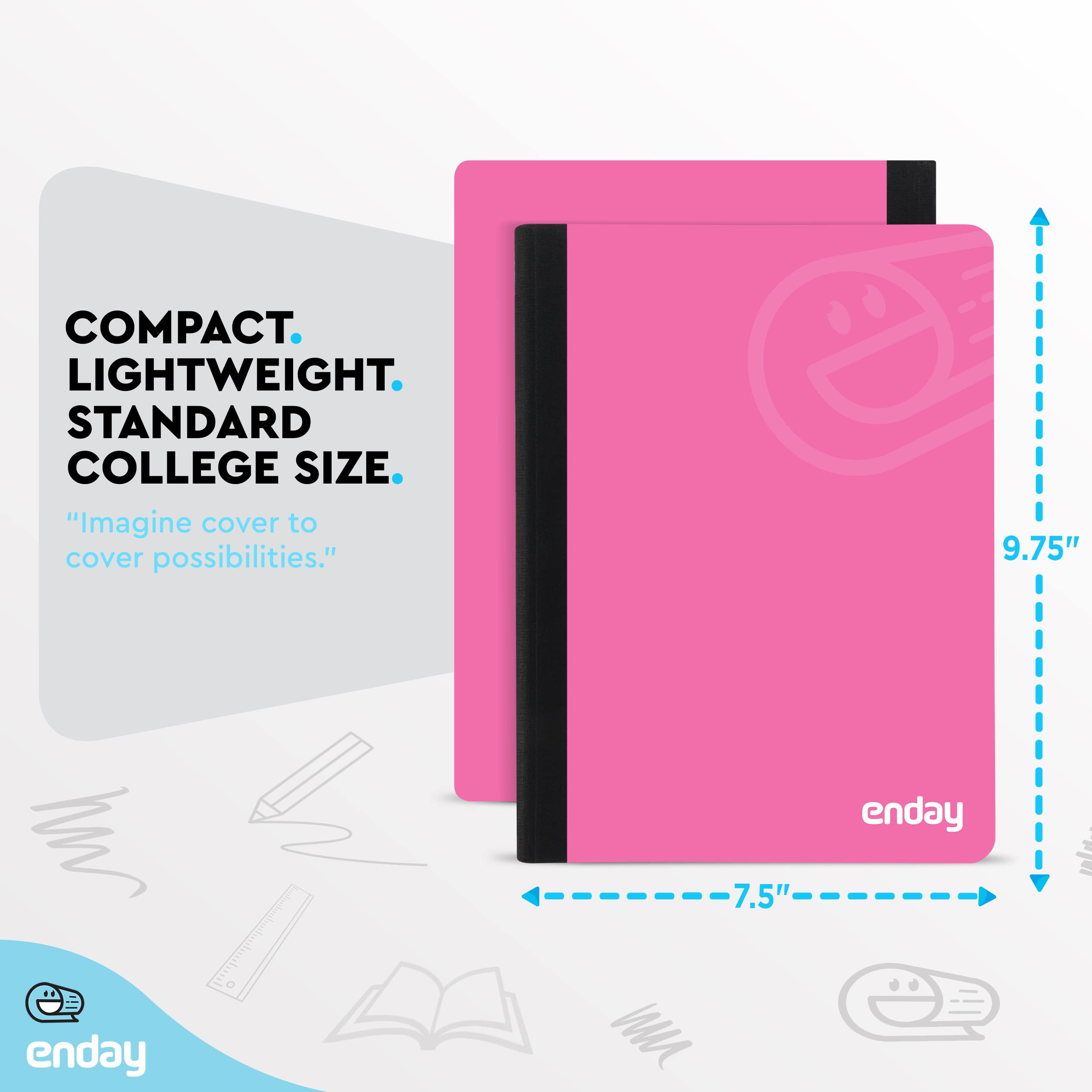 Premium Pink Hard Cover Composition Notebooks - College Ruled Paper, 100 Sheets (96 Pack) - Bulk Lined Notebooks for School, Office & Journaling - by Enday