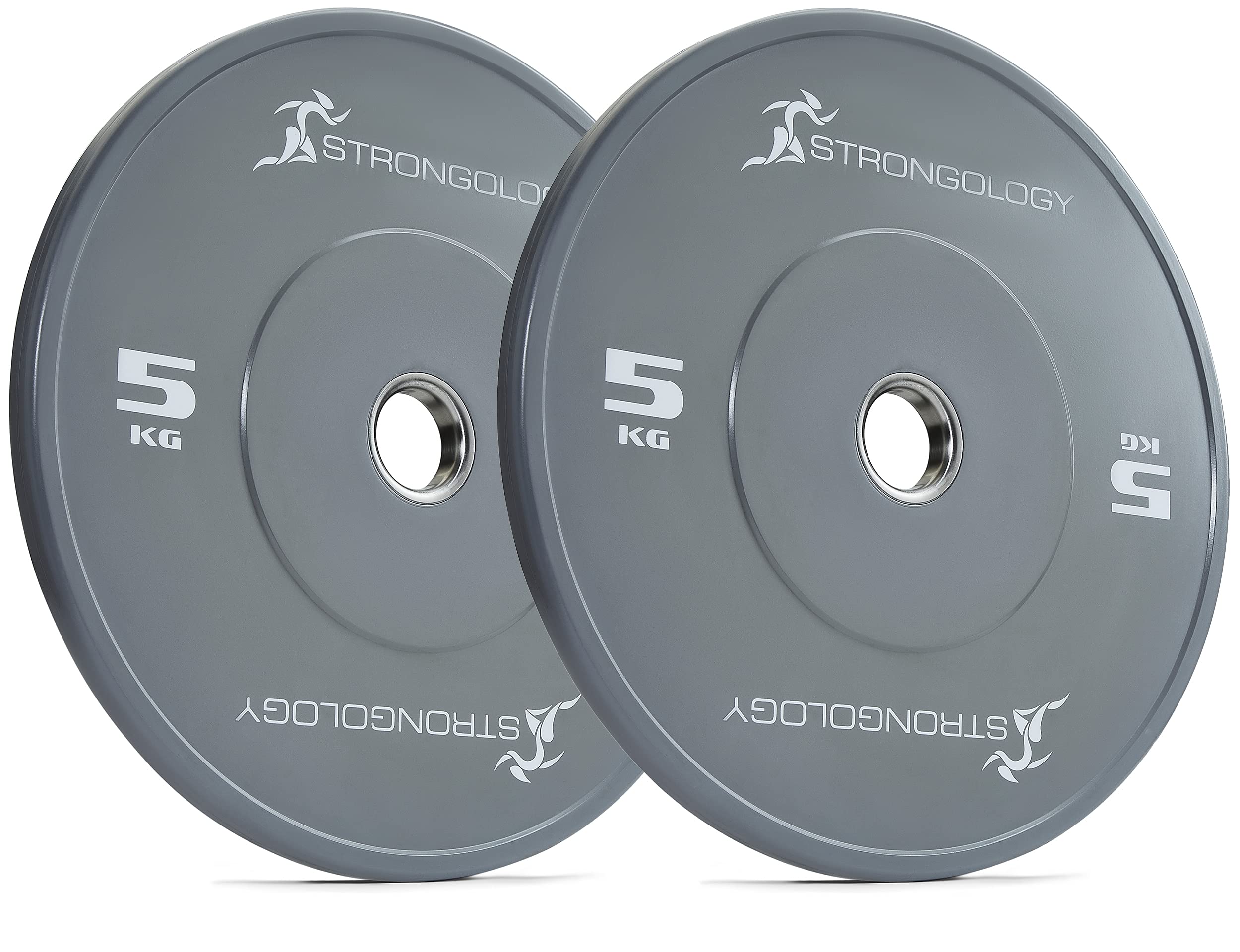 Strongology Bumper Weight Plates with Steel Ring - Olympic Weightlifting Plates for CrossFit, Home Gym & Strength Training - Durable Rubber Coated Fitness Weights for Deadlifts, Squats & Functional Training