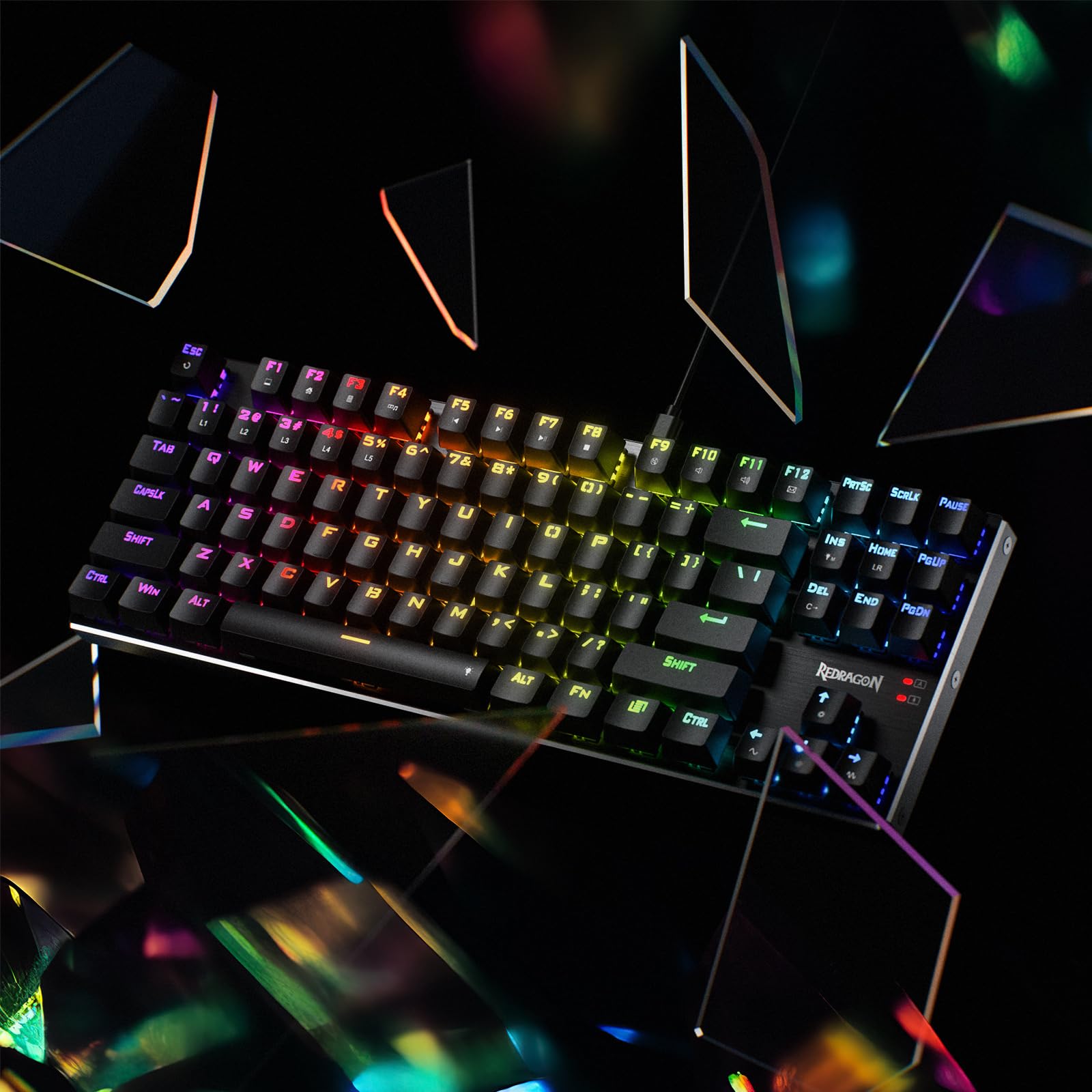 Redragon K556 TKL RGB Mechanical Gaming Keyboard - 87 Keys, Aluminum Base, Red Switch for Quiet Gaming