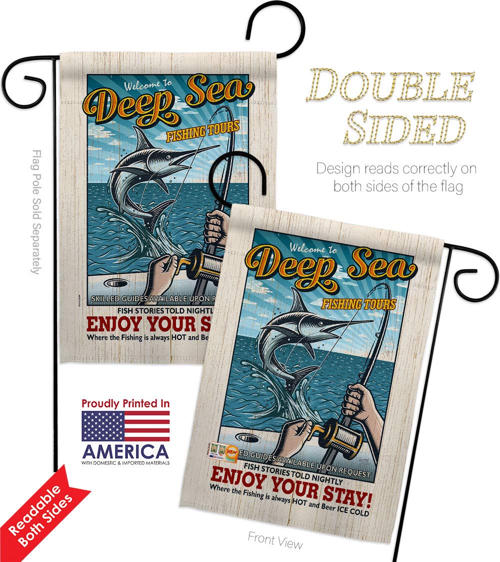Fishing Garden Flag Set with Stand - Outdoor Camping & Yard Decor