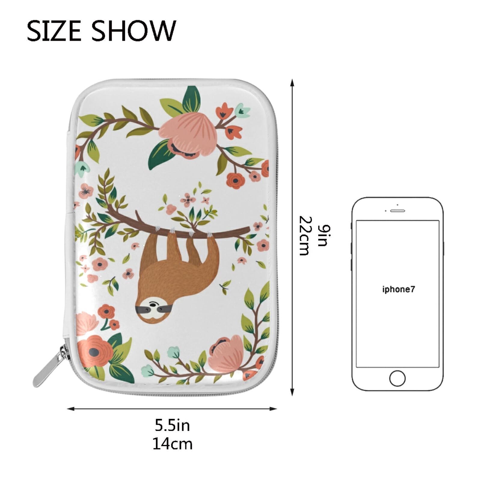 ZZKKO Sloth on Tree Zippered Pencil Case - Cute Pouch for Pens, Cosmetics & School Supplies | Perfect for Office, College & Travel Organization