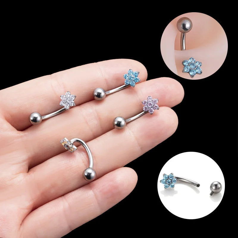 14G Titanium Belly Ring - Hypoallergenic Flower Navel Piercing Jewelry for Women | Perfect for Everyday Wear, Parties & Beach Outfits