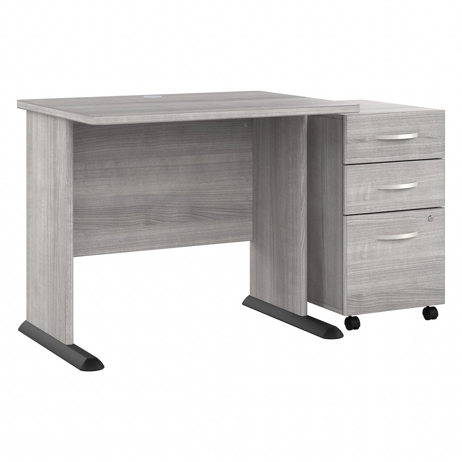 Bush Business Furniture Studio A 36W Small Computer Desk with 3-Drawer Mobile File Cabinet - Platinum Gray Home Office Desk for Small Spaces, Work from Home & Study Use