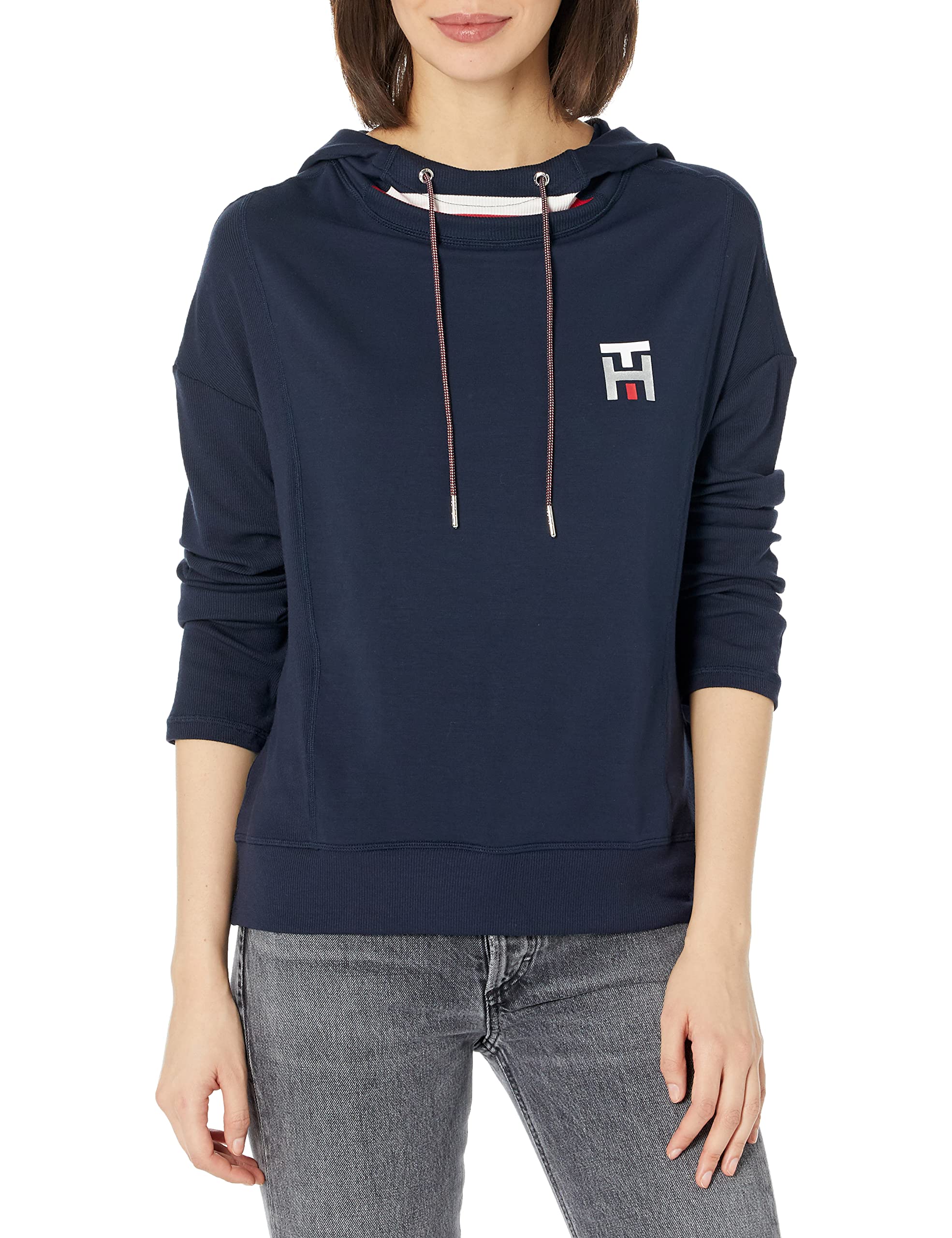 Tommy Hilfiger Women's Graphic Hoodie Sweatshirt | Casual Pullover Fleece Hoodie for Women | Perfect for Streetwear, Lounge & Everyday Outfits